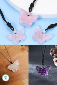 Reiki Healing Butterfly Pendant made from natural crystals, symbolizing transformation and holistic energy.