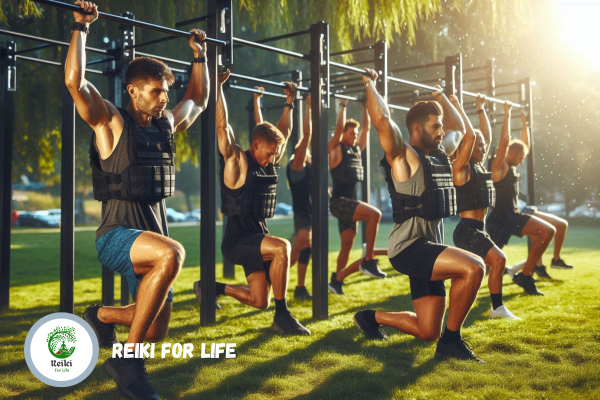 group of athletes performing murph workout